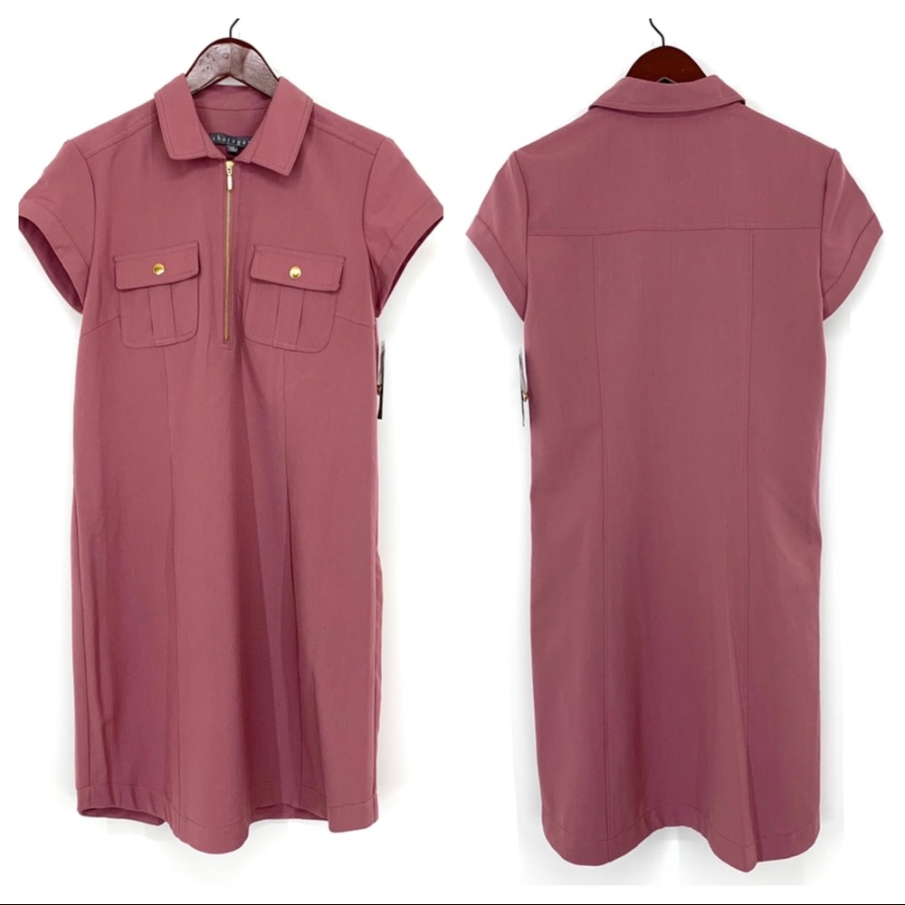 Sharagano Floraberry Dusty Mauve Utility Uniform Shift Dress New Nwt Size 6
